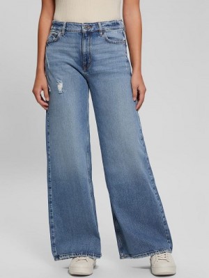 Guess Eco Bellflower Wide Leg Jeans Albastri | GUESS-SN26663