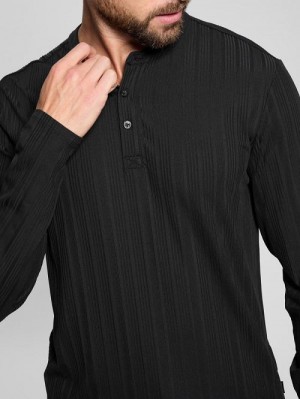 Guess Eco Brentwood Knit Henley Negrii | GUESS-SN30713
