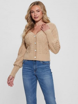 Guess Eco Brielle Cardigan Sweater Bej | GUESS-SN27792