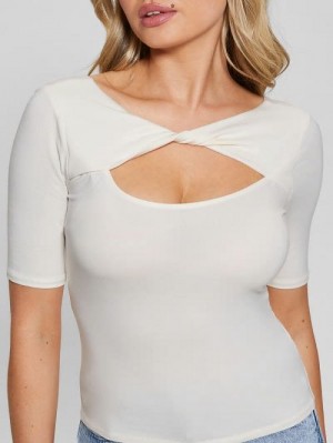 Guess Eco Clara Twisted Yoke Top Albi | GUESS-SN27400
