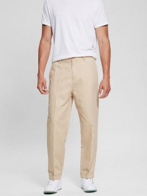 Guess Eco Clement Twill Cropped Chino Pants Bej | GUESS-SN31440