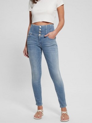 Guess Eco Corset Shape Up Jeans Albastri | GUESS-SN26640