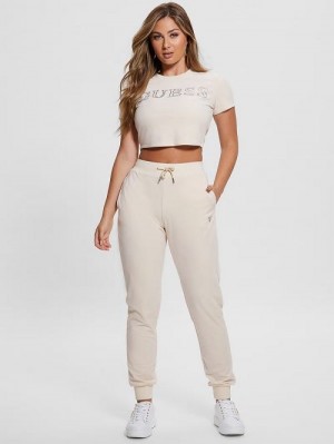 Guess Eco Couture Velvet Joggers Albi | GUESS-SN28433