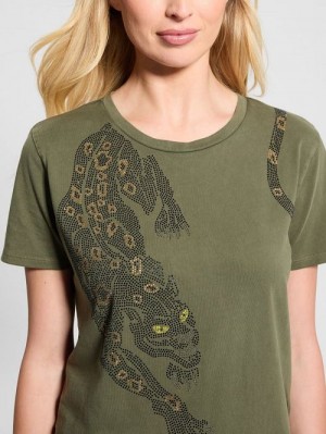 Guess Eco Crystal Panther Easy Tee Verzi | GUESS-SN27424