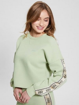Guess Eco Cymone Quattro G Sweatshirt Verzi | GUESS-SN27214