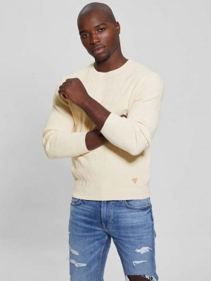 Guess Eco Delroy Stitched Sweater Albi | GUESS-SN31058