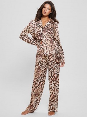 Guess Eco Dulcie Shirt and Pants PJ Set Maro | GUESS-SN28572