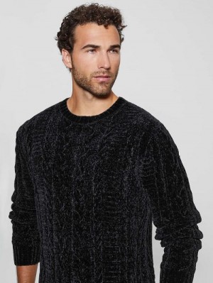 Guess Eco Egidio Cable-Knit Chenille Sweater Negrii | GUESS-SN31040