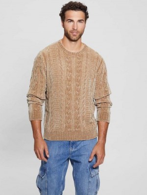 Guess Eco Egidio Cable-Knit Chenille Sweater Bej | GUESS-SN31069