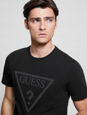 Guess Eco Embroidered Logo Tee Negrii | GUESS-SN30482