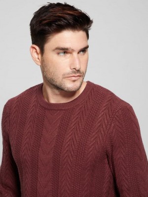 Guess Eco Ethan Cable Knit Sweater Rosii | GUESS-SN30891
