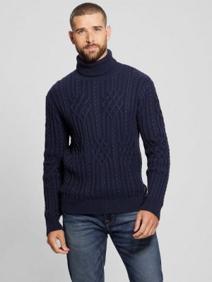 Guess Eco Evander Cable-Knit Sweater Albastri | GUESS-SN31050