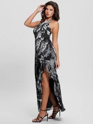 Guess Eco Evangelina Maxi Dress Negrii | GUESS-SN26724