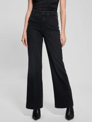 Guess Eco Faye Sailor Flared Jeans Negrii | GUESS-SN26657