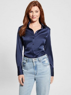 Guess Eco Fernanda Corset Top Albastri | GUESS-SN27536