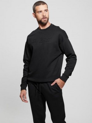 Guess Eco Fleece Crewneck Sweatshirt Negrii | GUESS-SN31033