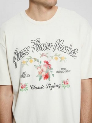 Guess Eco Flower Market Tee Albi | GUESS-SN30582