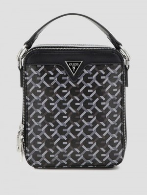 Guess Eco G Woven Double-Zip Crossbody Bag Negrii | GUESS-SN31697