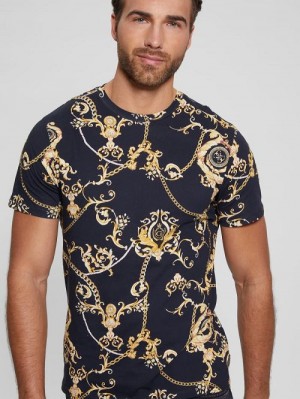 Guess Eco Gold Chain Tee Negrii | GUESS-SN30470
