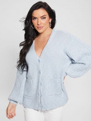 Guess Eco Hiro Knit Cardigan Sweater Albastri | GUESS-SN27785