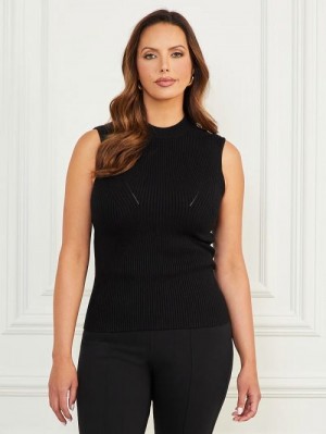Guess Eco Isa Mock Neck Sweater Top Negrii | GUESS-SN27414