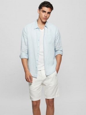 Guess Eco Island Linen Shirt Albastri | GUESS-SN31085