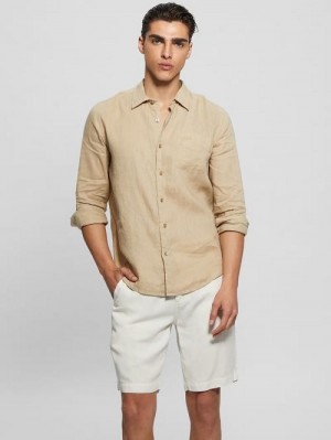 Guess Eco Island Linen Shirt Bej | GUESS-SN31286