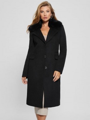 Guess Eco Laurence Faux-Fur Midi Coat Negrii | GUESS-SN27997