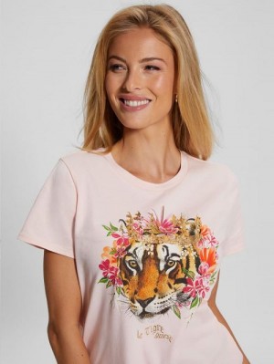 Guess Eco Le Tigre Easy Tee Roz | GUESS-SN27223