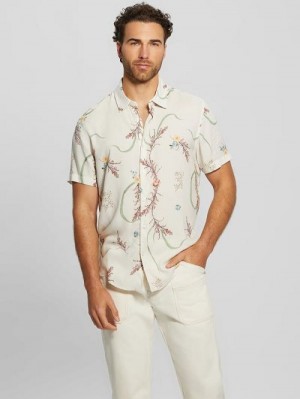 Guess Eco Leaves Shirt Bej | GUESS-SN31190