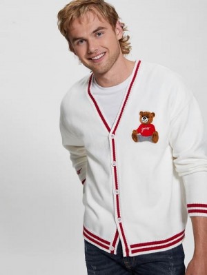 Guess Eco Liam Patch Cardigan Albi | GUESS-SN30989