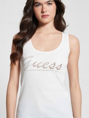 Guess Eco Logo Tank Top Albi | GUESS-SN27063