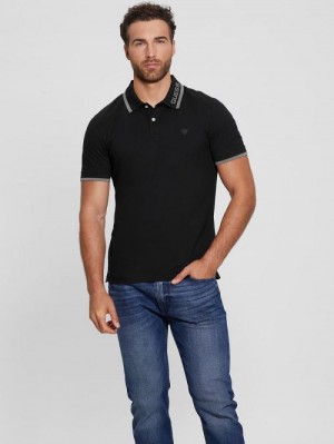 Guess Eco Lyle Logo Polo Negrii | GUESS-SN31245