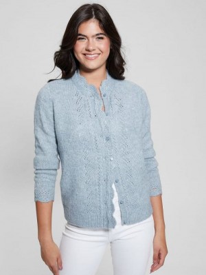 Guess Eco Macie Crochet Cardigan Albastri | GUESS-SN27705