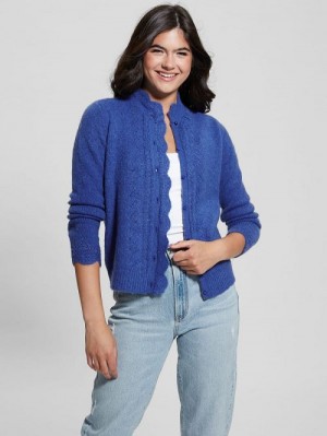 Guess Eco Macie Crochet Cardigan Albastri | GUESS-SN27760
