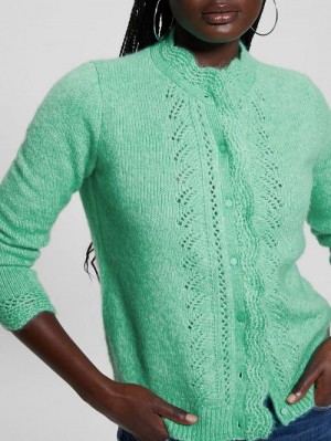 Guess Eco Macie Crochet Cardigan Verzi | GUESS-SN27472
