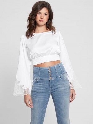 Guess Eco Maeve Satin Top Albi | GUESS-SN27604