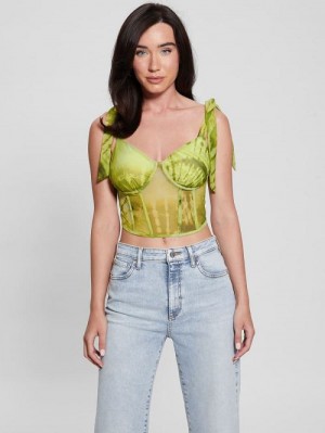 Guess Eco Margot Mesh Corset Top Verzi | GUESS-SN27602