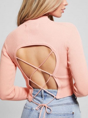 Guess Eco Marie Open-Back Sweater Top Roz | GUESS-SN27330