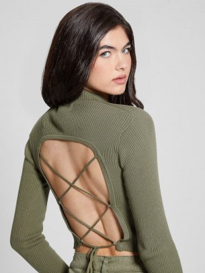 Guess Eco Marie Open-Back Sweater Top Verzi | GUESS-SN27735