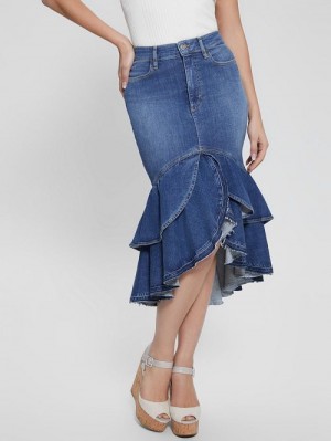 Guess Eco Marina Denim Skirt Albastri | GUESS-SN26616