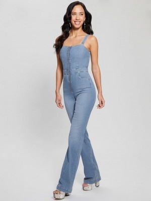 Guess Eco Mariposa Denim Jumpsuit Albastri | GUESS-SN26685