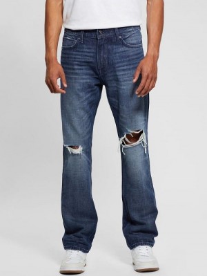 Guess Eco Mateo Distressed Straight Jeans Albastri | GUESS-SN30459