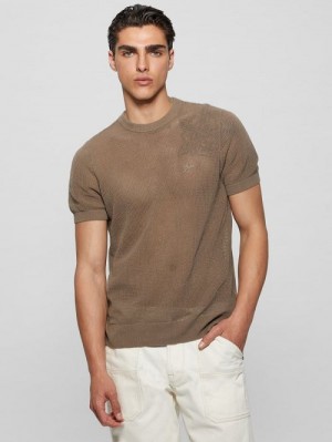 Guess Eco Mesh Lenny Crewneck Tee Maro | GUESS-SN30638