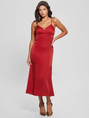 Guess Eco Monique Satin Dress Rosii | GUESS-SN26756