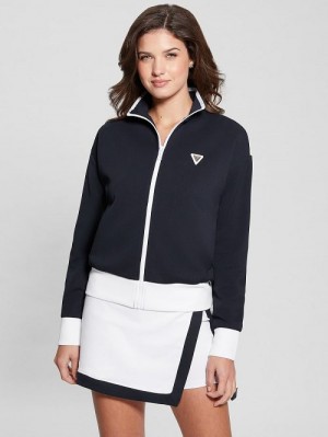 Guess Eco Mylah Full-Zip Sweatshirt Albastri | GUESS-SN28401