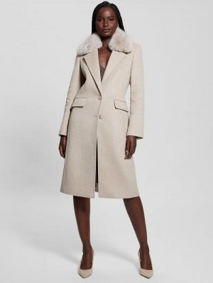Guess Eco Nancy Wool-Blend Coat Bej | GUESS-SN28016