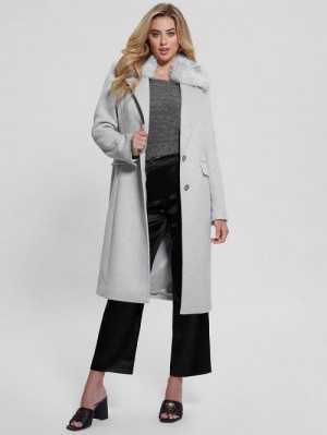 Guess Eco Nancy Wool-Blend Coat Gri | GUESS-SN27992