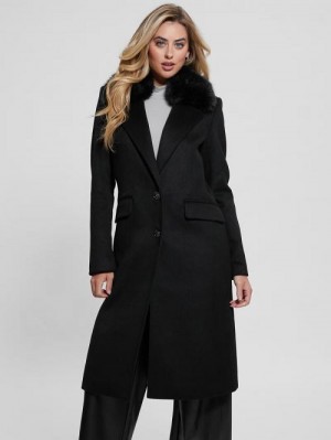 Guess Eco Nancy Wool-Blend Coat Negrii | GUESS-SN27991