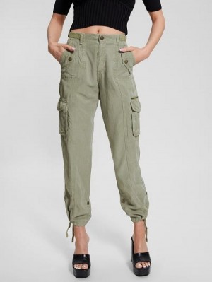 Guess Eco Nessi Linen Cargo Pants Verzi | GUESS-SN28295
